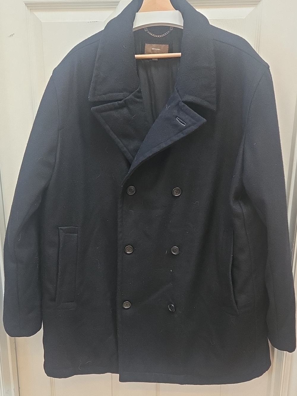 Merona Men's Double-Breasted Peacoat - Black